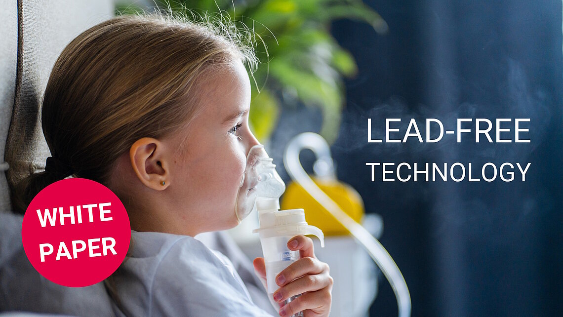 A young girl using an inhaler with advanced lead-free technology. Whitepaper on lead-free piezo ceramics.