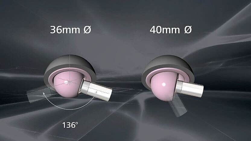 Range of motion with large diameter femoral heads in THA.