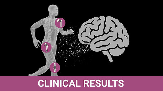 Skeleton with joint implant icons; metal particles dispersing toward a brain — illustrating systemic metal migration in total joint arthroplasty.