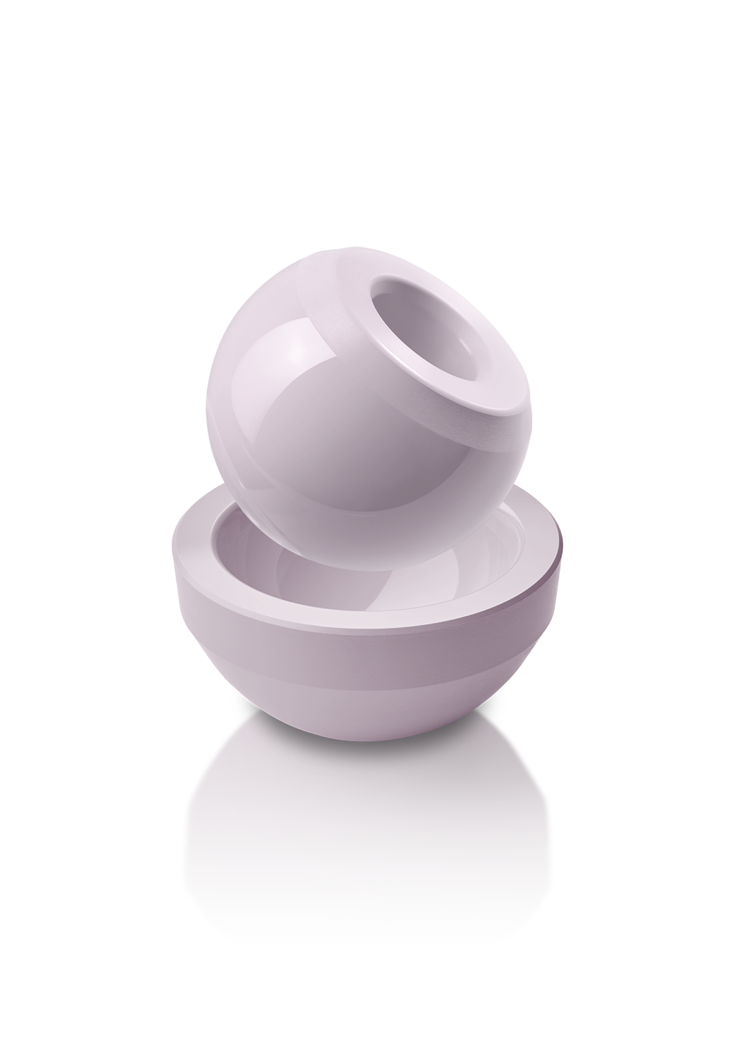 BIOLOX® ceramic femoral head positioned above a ceramic acetabular liner used in total hip arthroplasty.
